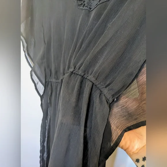 Mossimo Black Sheer Swimsuit Coverup with Lace Detail sz XS - Picture 3 of 10